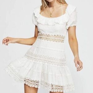 Free People White Lace Mini Dress Size 12